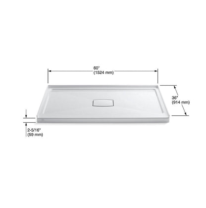 Kohler Archer 60" x 36" Single Threshold Center Drain Shower Base With Removable Cover