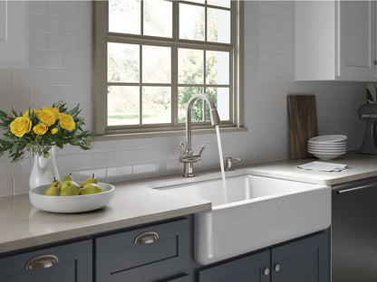 Kohler Whitehaven 34" x 21-9/16" Undermount Single Bowl Farmhouse Kitchen Sink With Tall Apron- White