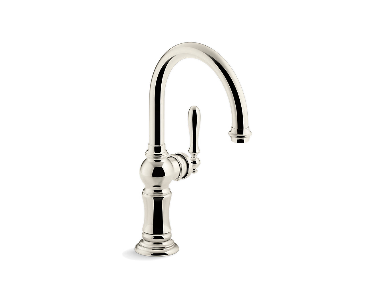 Kohler Artifacts Single Handle Bar Sink Faucet With 13-1/16" Swing Spout Arc Spout Design- Vibrant Polished Nickel