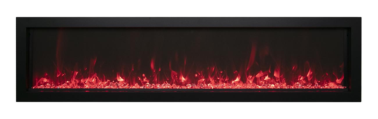 Remii  45″ Wide and Extra Slim Indoor or Outdoor  Built-in Only Electric Fireplace With Black Steel Surround