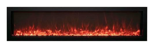 Amantii 65″ Wide and Extra Slim Indoor or Outdoor  Built-in Only Electric Fireplace With Black Steel Surround