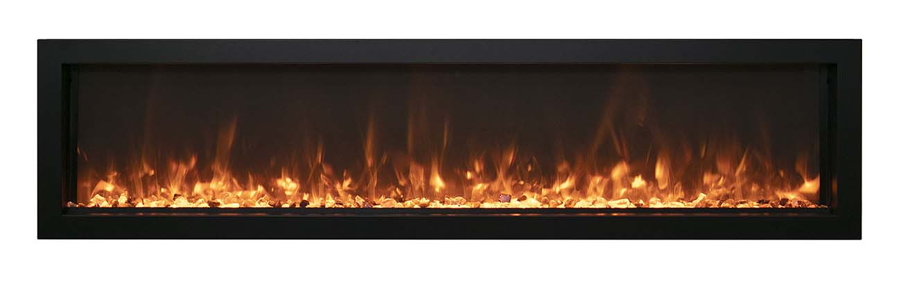 Remii 35″ Wide and Extra Slim Indoor or Outdoor Built-in Only Electric Fireplace With Black Steel Surround