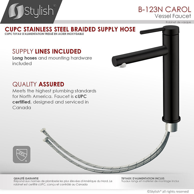 Stylish Stylish Carol Bathroom Faucet Single Handle Matte Black Finish B-123N