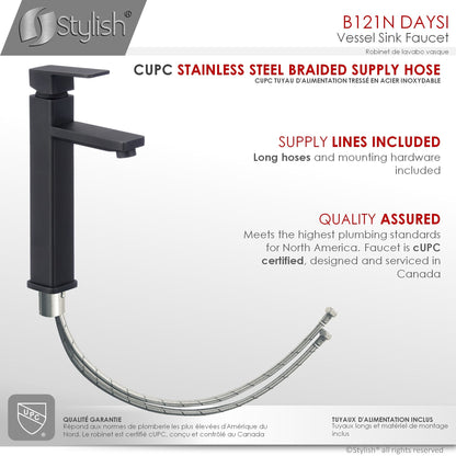 Stylish Daysi 12" Single Hole Single Handle Vessel Bathroom Faucet in Matte Black B-121N