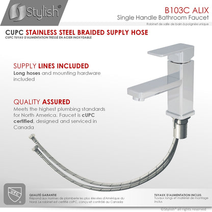 Stylish Alix Single Handle 6" Bathroom Faucet for Single Hole Brass Basin Mixer Tap, Polished Chrome Finish B-103C