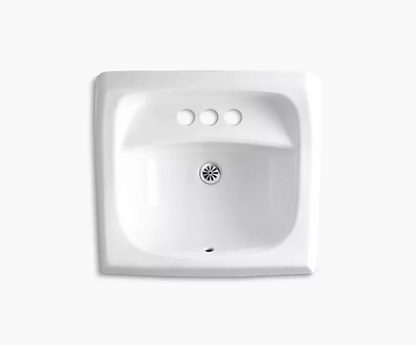 Kohler Kingston21-1/4" X 18-1/8" Wall-mount/concealed Arm Carrier Bathroom Sink With 4" Centerset Faucet Holes