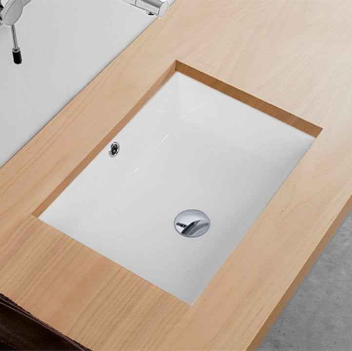 Stylish Modish 19.5" x 15.5" Rectangular Undermount Bathroom Sink with Overflow Polished Chrome P-204