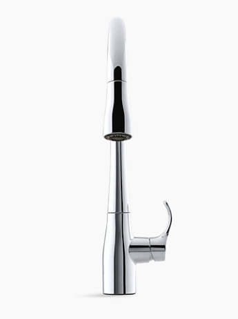 Kohler Simplice Single-hole or Three-hole Kitchen Sink Faucet With 16-5/8" Pull-down Spout, Docknetik Magnetic Docking System, and a 3-function Sprayhead Featuring Sweep Spray - Chrome