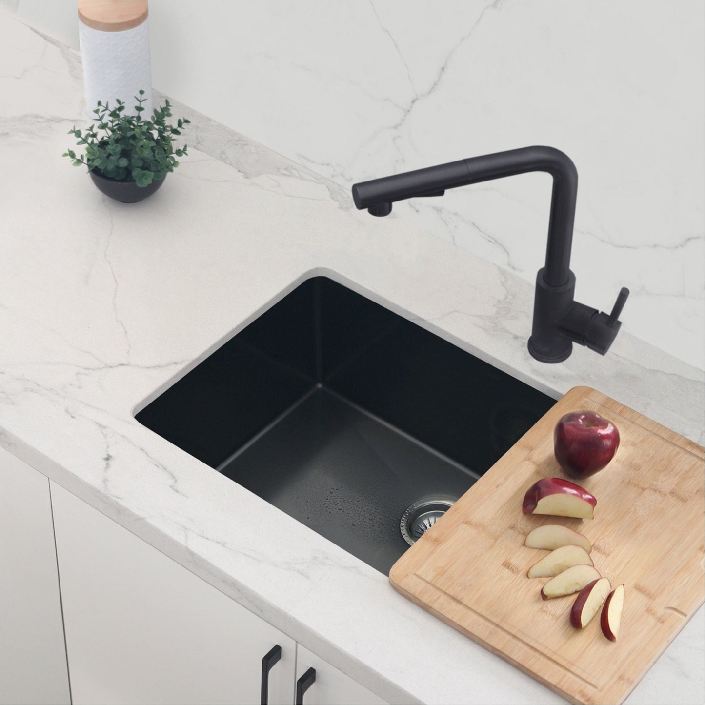 Stylish Venezia 12" Kitchen Faucet Single Handle Pull Down Dual Mode Stainless Steel, Matte Black Finish K-130N