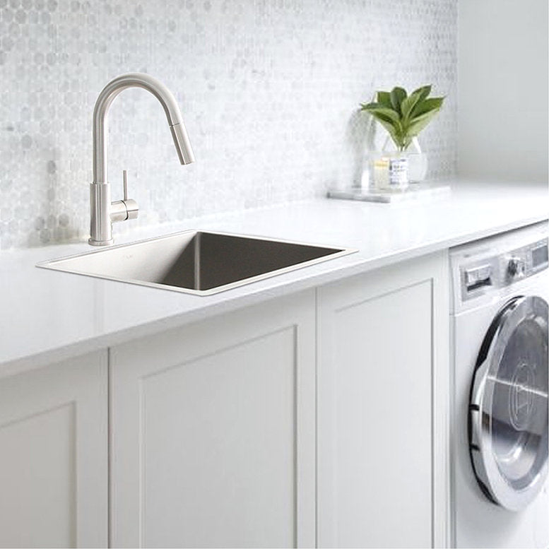 Stylish Spinel 22" x 18" Stainless Steel Single Bowl Undermount Laundry Sink S-320T