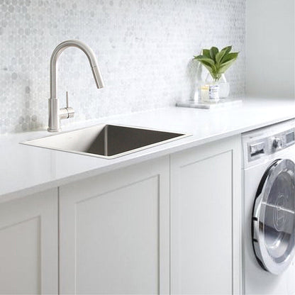 Stylish Spinel 22" x 18" Stainless Steel Single Bowl Undermount Laundry Sink S-320T