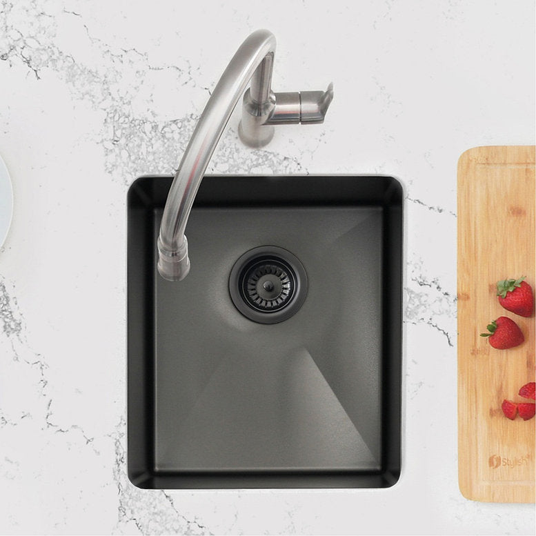Stylish 3.5" Pearl Black Stainless Steel Kitchen Sink Strainer with Removable Basket, Strainer Assembly ST-06