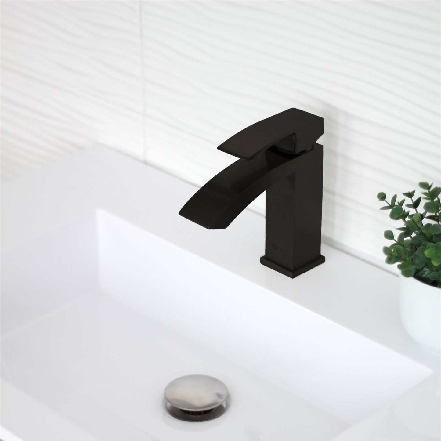 Stylish Sabana Single Handle 7" Bathroom Faucet for Single Hole Brass Basin Mixer Tap, Matte Black Finish B-109N