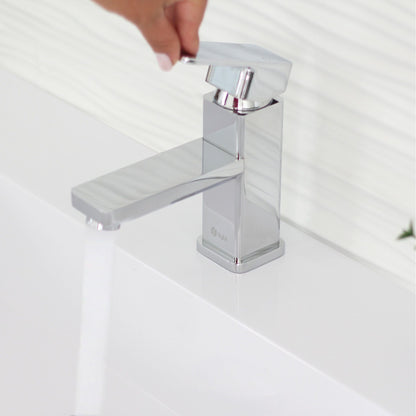 Stylish Alix Single Handle 6" Bathroom Faucet for Single Hole Brass Basin Mixer Tap, Polished Chrome Finish B-103C