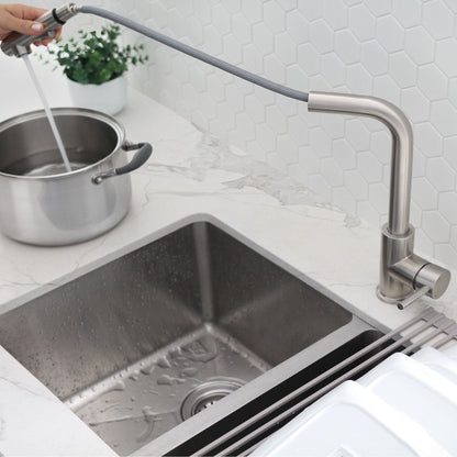 Stylish Venezia 12" Kitchen Faucet Single Handle Pull Down Dual Mode Stainless Steel, Brushed Finish K-130S