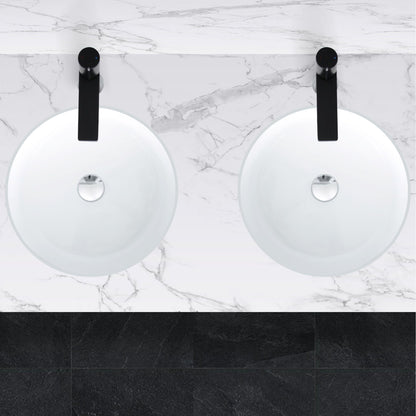 Stylish Natty 16" x 16" Round Undermount Ceramic Bathroom Sink with 2 Overflow Finishes P-207