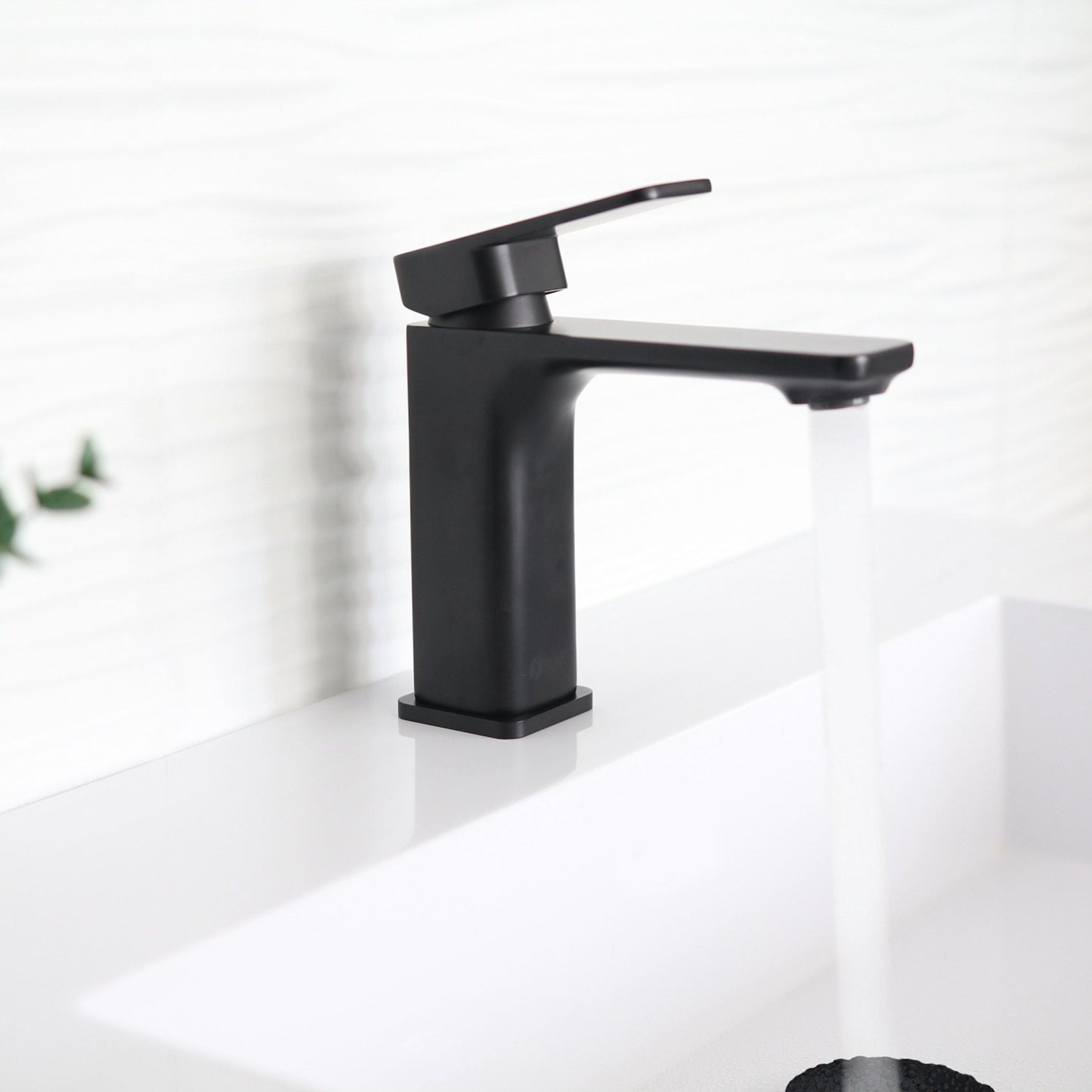 Stylish Vita Single Handle 6" Bathroom Faucet for Single Hole Brass Basin Mixer Tap, Matte Black Finish B-102N