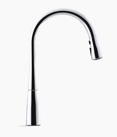 Kohler Simplice Single-hole or Three-hole Kitchen Sink Faucet With 16-5/8" Pull-down Spout, Docknetik Magnetic Docking System, and a 3-function Sprayhead Featuring Sweep Spray - Chrome