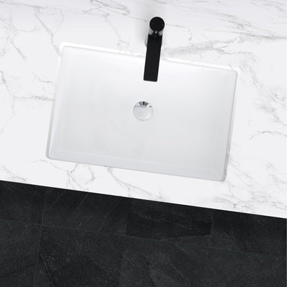 Stylish Voguish 24" x 16" Rectangular Undermount Ceramic Bathroom Sink with 2 Overflow Finishes P-208