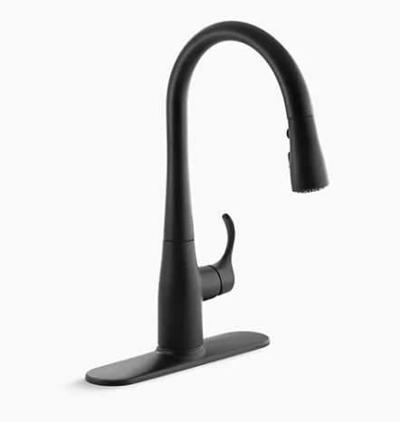 Kohler Simplice Kitchen Sink Faucet With 15-3/8" Pull-down Spout - Matte Black