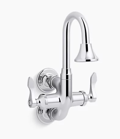 Kohler Triton Bowe Cannock 12 gpm Service Sink Faucet With 3-11/16" Gooseneck Spout and Lever Handles - Chrome