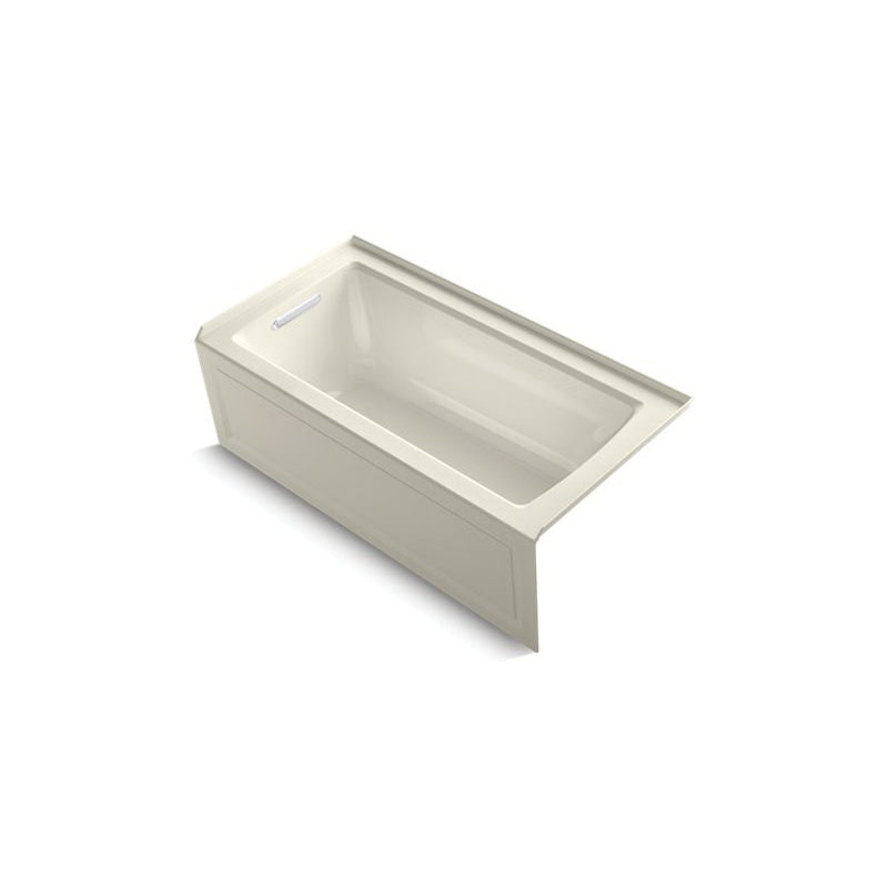 Kohler Archer 60" x 30" alcove bath with integral apron, integral flange and left-hand drain - Biscuit