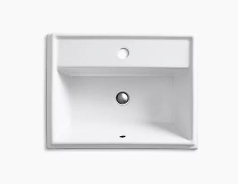 Kohler Tresham Rectangle Drop-in Bathroom Sink With Single Faucet Hole - White