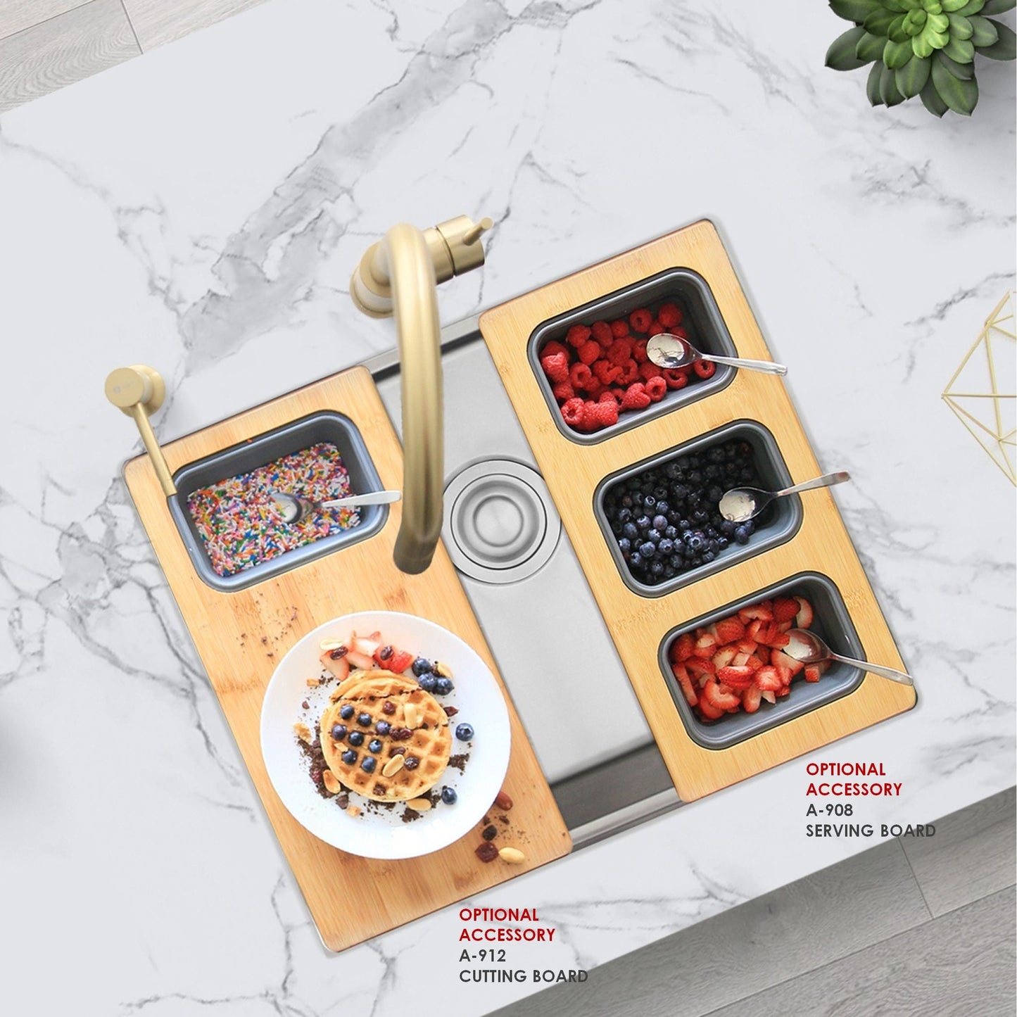 Stylish Versa22 22" x 19" Workstation Single Bowl Undermount 16 Gauge Stainless Steel Kitchen Sink with Built in Accessories S-622W