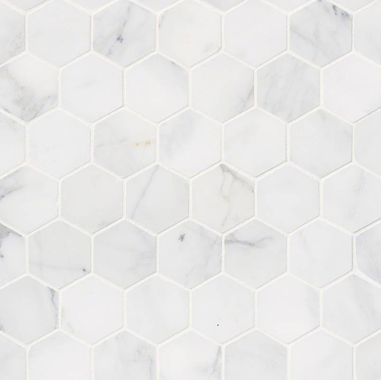 MSI Backsplash and Wall Tile Calacatta Cressa 2" Hexagon Mosaic Honed 12" x 12"