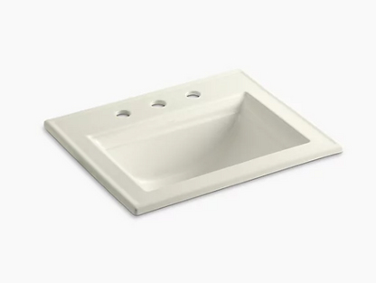Kohler Memoirs Stately 17" X 10" Drop-in Bathroom Sink With 8" Widespread Faucet Holes - Biscuit