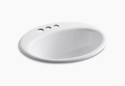 Kohler Farmington Drop-in Bathroom Sink With 4" Centerset Faucet Holes