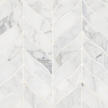 MSI Backsplash and Wall Tile Calacatta Cressa Leaf Pattern Mosaic 12" x 12"
