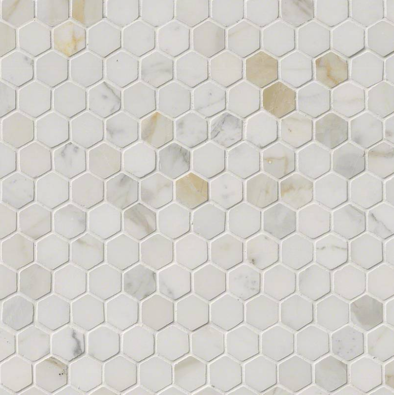 MSI Backsplash and Wall Tile Calacatta Gold 1" Hexagon Mosaic Polished 12" x 12"