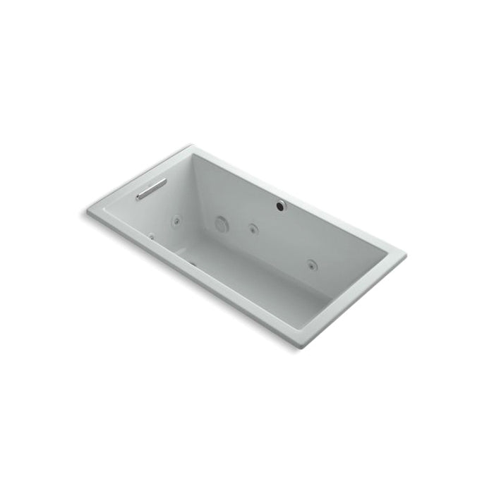 Kohler Underscore Rectangle 60" x 32" heated whirlpool bath with end drain -Ice Grey