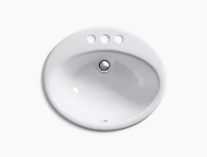 Kohler Farmington Drop-in Bathroom Sink With 4" Centerset Faucet Holes