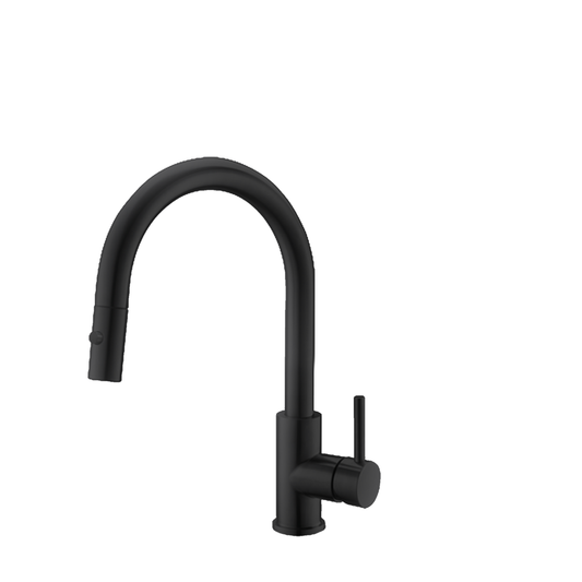 Stylish Modena 14" Kitchen Faucet Single Handle Pull Down Dual Mode Stainless Steel Matte Black Finish K-131N