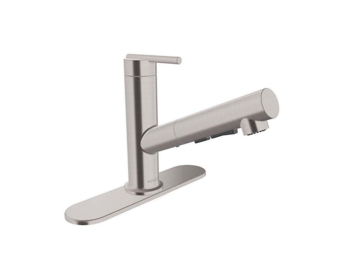 Kohler Crue Pull Out Single Handle Kitchen Sink Faucet- Vibrant Stainless