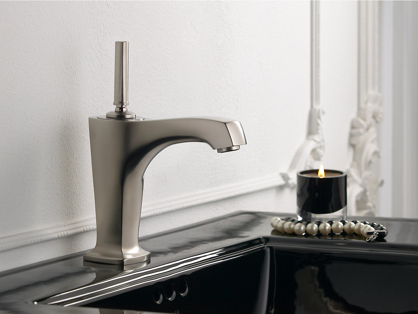 Kohler Margaux Single Hole Bathroom Sink Faucet With 5-3/8" Spout and Lever Handle- Vibrant Polished Nickel