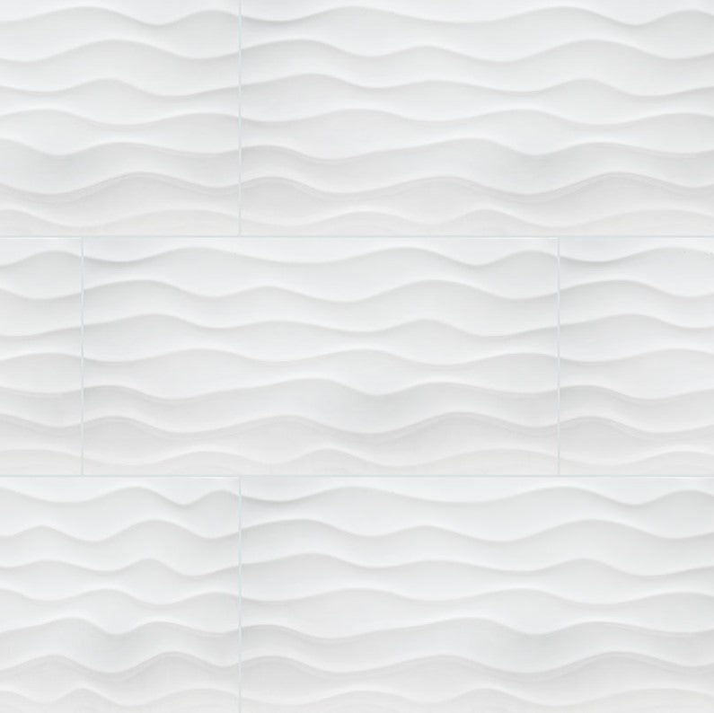 MSI Dymo Wavy White Glossy Ceramic Tile 12" x 24"