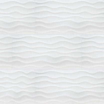 MSI Dymo Wavy White Glossy Ceramic Tile 12" x 24"