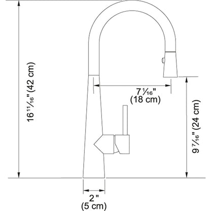 Franke 16-11/16" High-Arch Gooseneck Single Lever Handle Pull-Out Spray Kitchen Faucet Stainless Steel