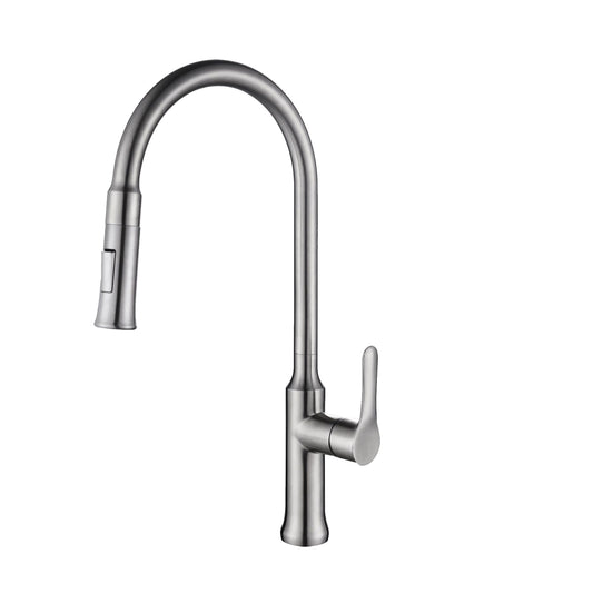 Stylish Forli 18.5" Kitchen Faucet Single Handle Pull Down Dual Mode Stainless Steel Brushed Finish K-137S