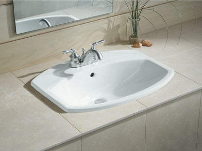 Kohler Cimarron 22 ¹¹⁄₁₆" x 17 ⅞" Drop-in Bathroom Sink With 4" Centerset Faucet Holes - White