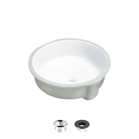 Stylish Natty 16" x 16" Round Undermount Ceramic Bathroom Sink with 2 Overflow Finishes P-207