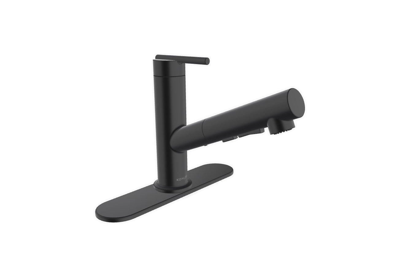 Kohler Crue Pull Out Single Handle Kitchen Sink Faucet- Matte Black