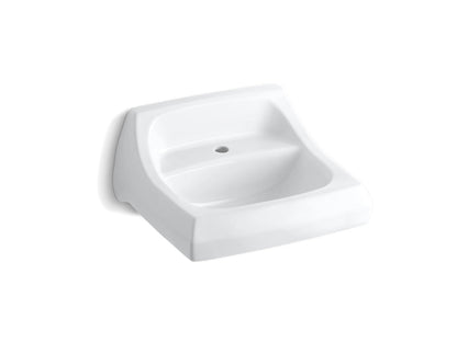 Kohler Kingston 21-1/4" x 18-1/8" Wall Mount Concealed Arm Carrier Arm Bathroom Sink With Single Faucet Hole - White