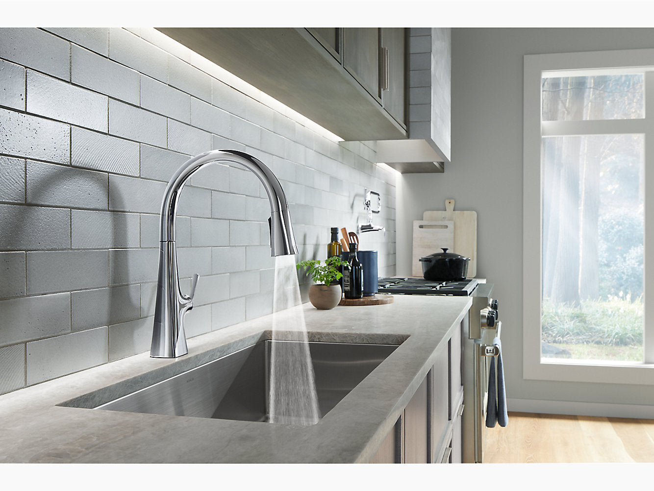 Kohler Graze Pull Down Kitchen Sink Faucet With Three Function Sprayhead - Matte Black