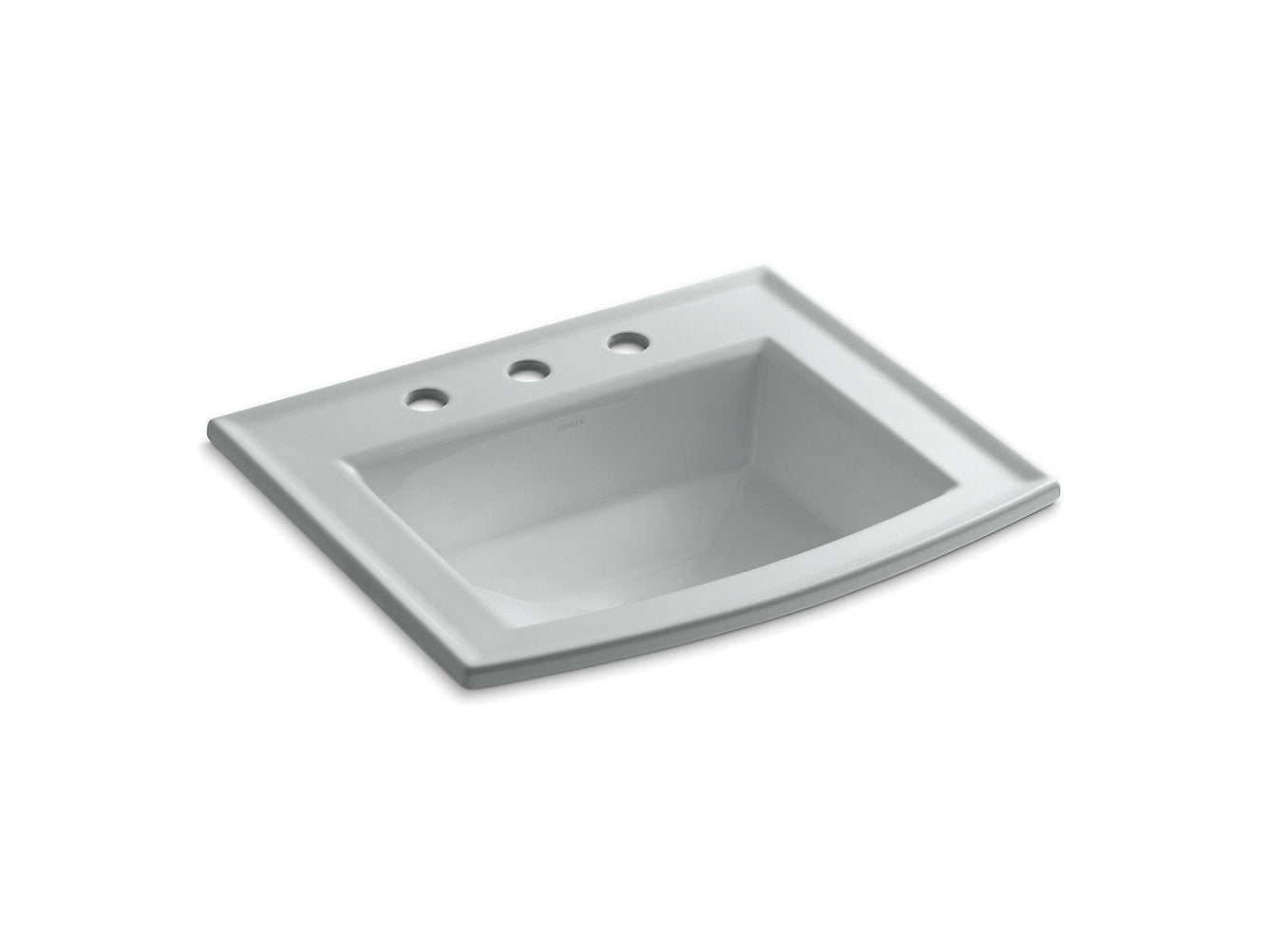 Kohler Archer 22 ⅝" x 19 ⁷⁄₁₆" Drop-in Bathroom Sink With 8" Widespread Faucet Holes - Ice Grey