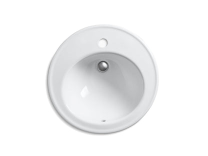 Kohler Brookline 19" Diameter Drop-in Bathroom Sink With Single Faucet Hole- White