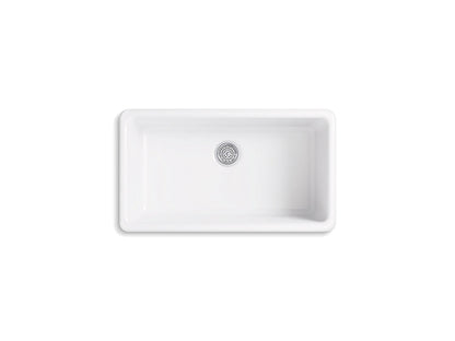 Kohler Iron/Tones 33" x 18-3/4" x 9-5/8" Top Mount Undermount Single Bowl Kitchen Sink- White